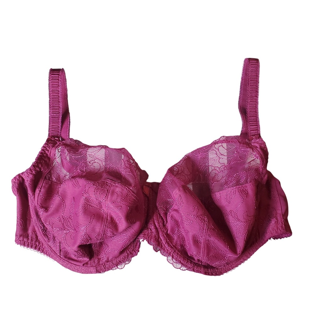 Fantasie Side Support Full Cup Lace Trim Underwire Bra 42DDD Purple